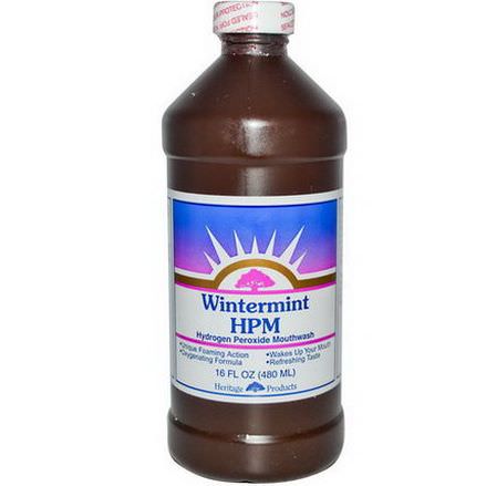 Heritage Products, HPM, Hydrogen Peroxide Mouthwash, Wintermint 480ml