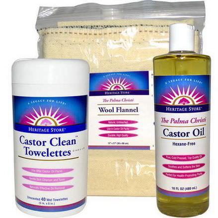 Heritage Products, The Palma Christi Castor Oil Pack Kit, 4 Piece Kit