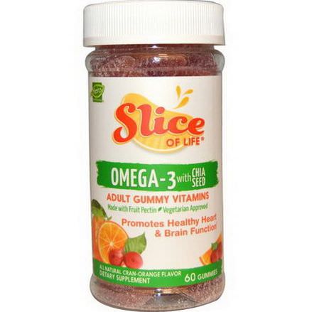 Hero Nutritional Products, Slice of Life, Omega-3 with Chia Seed, Cran-Orange Flavor, 60 Gummies