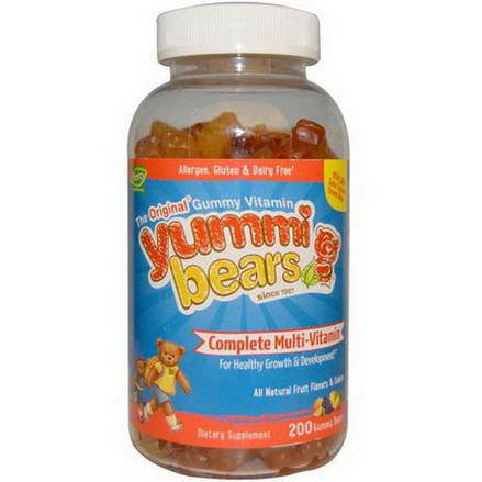 Hero Nutritional Products, Yummi Bears, Complete Multi-Vitamin, All Natural Fruit Flavors&Colors, 200 Gummy Bears