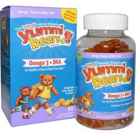 Hero Nutritional Products, Yummi Bears, Omega-3 DHA, Natural Fruit Flavors, 90 Gummy Bears