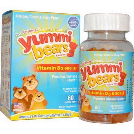 Hero Nutritional Products, Yummi Bears, Vitamin D3, 600 IU, 60 Gummy Bears