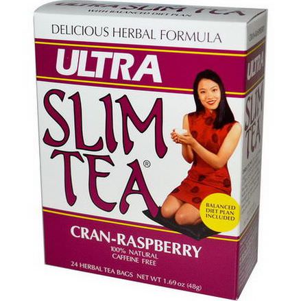 Hobe Labs, Ultra Slim Tea, Cran-Raspberry, Caffeine Free, 24 Herbal Tea Bags 48g