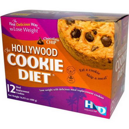 Hollywood Diet, The Hollywood Cookie Diet, Chocolate Chip, 12 Meal Replacement Cookies