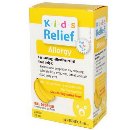 Homeolab USA, Kids Relief, Allergy for Kids 2+, Banana Flavor 25ml