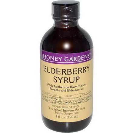 Honey Gardens, Elderberry Syrup with Apitherapy Raw Honey, Propolis and Elderberries 120ml