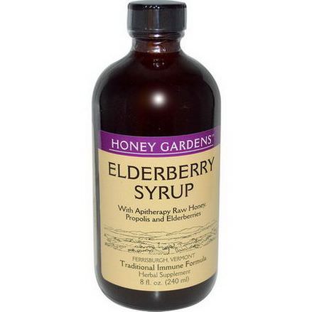 Honey Gardens, Elderyberry Syrup with Apitherapy Raw Honey, Propolis and Elderberries 240ml