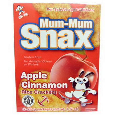 Hot Kid, Mum-Mum Snax, Rice Crackers, Apple Cinnamon, 12 Packages.26 oz Each