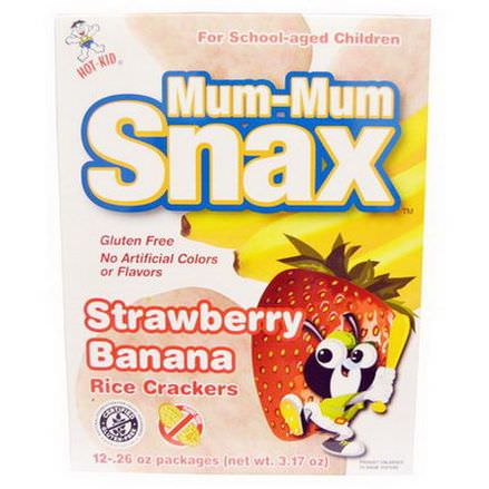 Hot Kid, Mum-Mum Snax, Rice Crackers, Strawberry Banana, 12 Packages.26 oz Each