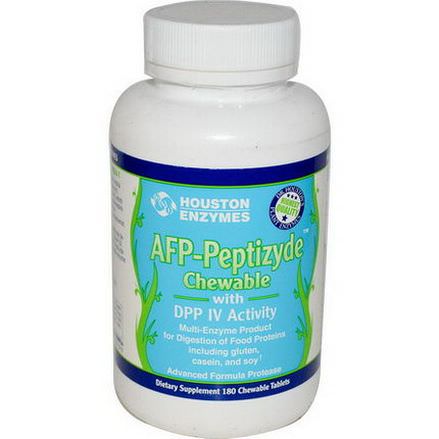 Houston Enzymes, AFP-Peptizyde Chewable with DPP IV Activity, 180 Chewable Tablets