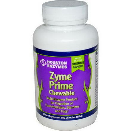 Houston Enzymes, Zyme Prime, Multi-Enzyme, Pomegranate Raspberry, 180 Chewable Tablets