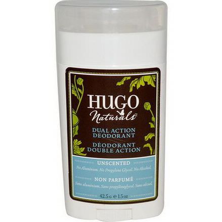 Hugo Naturals, Deodorant, Dual-Action, Unscented 42.5g