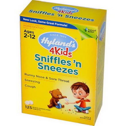 Hyland's, 4 Kids, Sniffles'n Sneezes, 125 Quick-Dissolving Tablets
