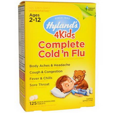 Hyland's, 4Kids Complete Cold'n Flu, Ages 2-12, 125 Quick-Dissolving Tablets