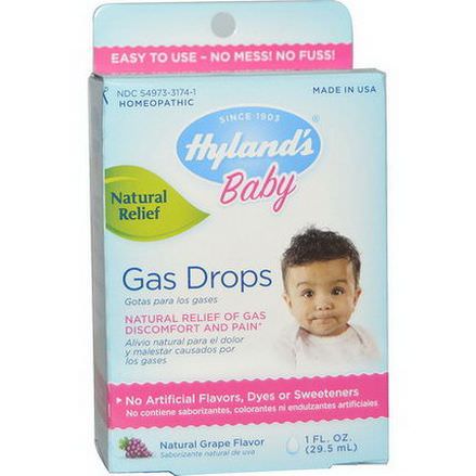 Hyland's, Baby, Gas Drops, Natural Grape Flavor 29.5ml
