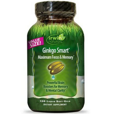 Irwin Naturals, Ginkgo Smart, Maximum Focus&Memory, 120 Liquid Soft-Gels