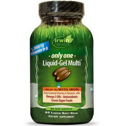 Irwin Naturals, Only One, Liquid-Gel Multi, With Iron, 60 Liquid Soft-Gels