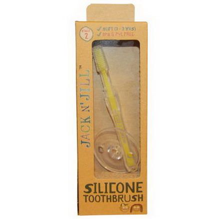 Jack n'Jill, Silicone Toothbrush, With Safety Shield, Stage 2, 1 Toothbrush&Shield