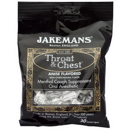 Jakemans, Throat&Chest, Anise Flavored, 30 Lozenges