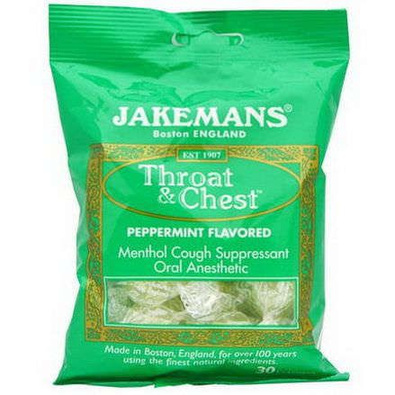 Jakemans, Throat&Chest, Peppermint Flavored, 30 Lozenges