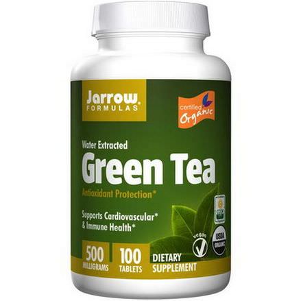 Jarrow Formulas, Certified Organic, Green Tea, 500mg, 100 Tablets