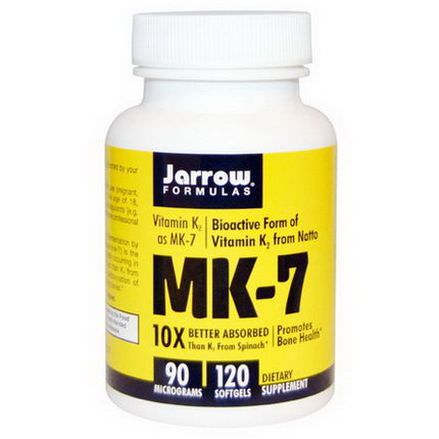 Jarrow Formulas, MK-7, Vitamin K2 as MK-7, 90mcg, 120 Softgels