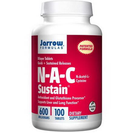 Jarrow Formulas, N-A-C Sustain, N-Acetyl-L-Cysteine, 600mg, 100 Tablets