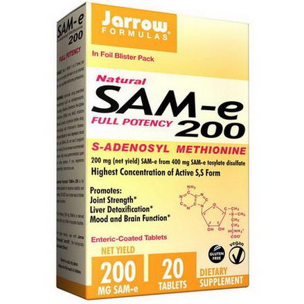 Jarrow Formulas, Sam-e 200, 200mg, 20 Enteric-Coated Tablets