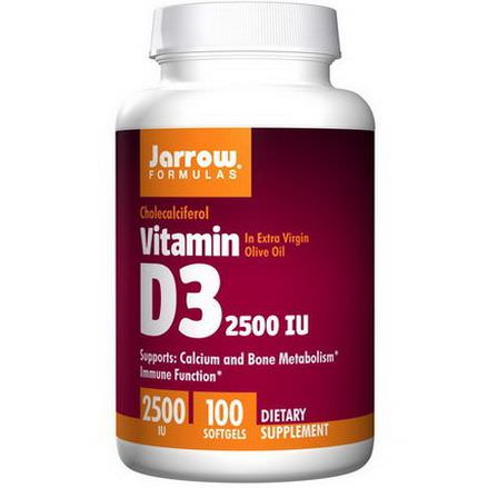 Jarrow Formulas, Vitamin D3, 2500 IU, 100 Softgels
