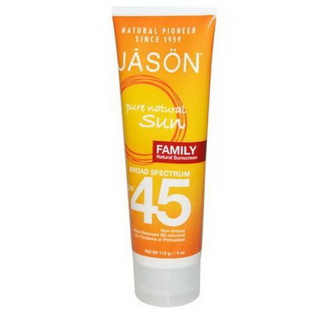 Jason Natural, Family Natural Sunscreen, SPF 45 113g