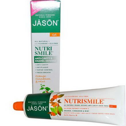 Jason Natural, Nutrismile, Anti-Cavity&Enamel Defense, Tooth Gel, Orange, Cinnamon&Mint 170g