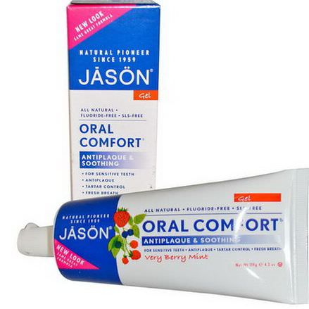 Jason Natural, Oral Comfort, Antiplaque&Soothing Tooth Gel, Very Berry Mint 119g
