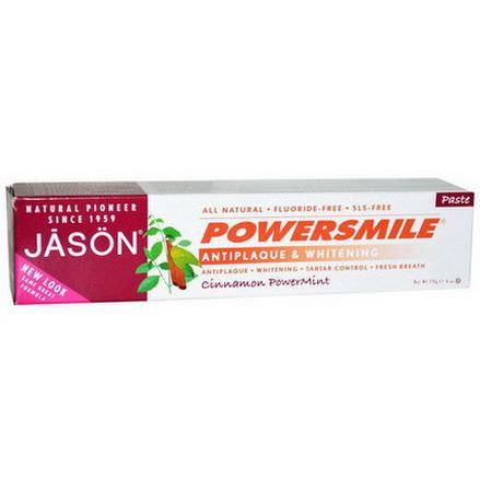 Jason Natural, Powersmile, Antiplaque&Whitening Toothpaste, Cinnamon PowerMint 170g