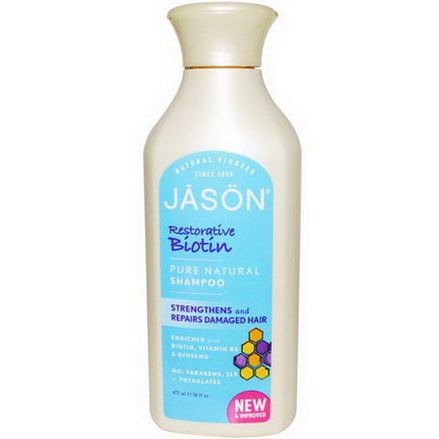 Jason Natural, Pure Natural Shampoo, Restorative Biotin 473ml