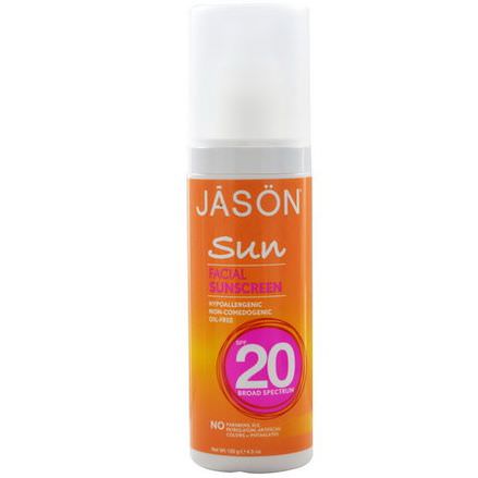Jason Natural, Sun, Facial Sunscreen, SPF 20 128g
