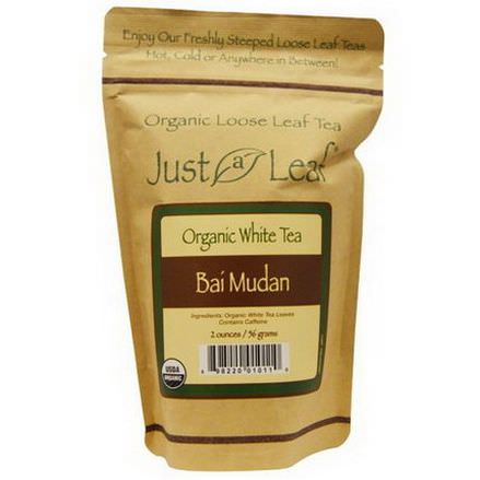 Just a Leaf Organic Tea, White Tea, Bai Mudan Loose Leaf Tea 56g