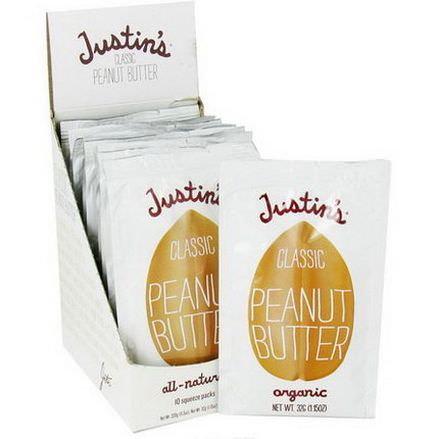 Justin's Nut Butter, Classic Peanut Butter, 10 Squeeze Packs 32g Per Pack