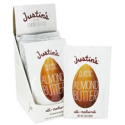 Justin's Nut Butter, Honey Almond Butter, 10 Squeeze Packs 32g Each