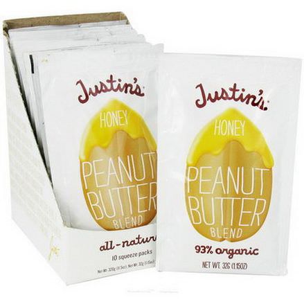 Justin's Nut Butter, Honey Peanut Butter Blend, 10 Squeeze Packs 32g Per Pack