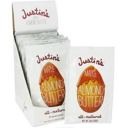 Justin's Nut Butter, Maple Almond Butter, 10 Squeeze Packs 32g Each