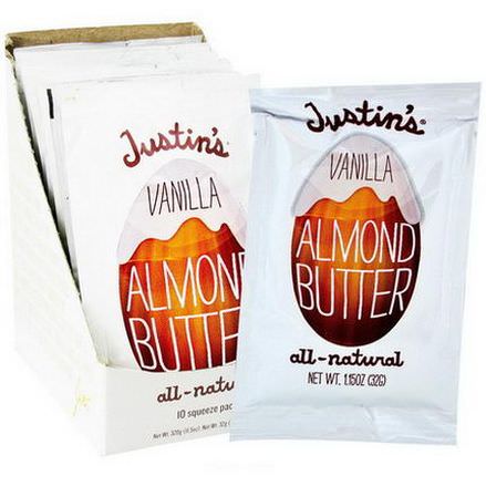 Justin's Nut Butter, Vanilla Almond Butter, 10 Squeeze Packs 32g Each