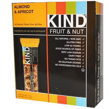 KIND Bars, Fruit&Nut Bars, Almond&Apricot, 12 Bars 40g Each