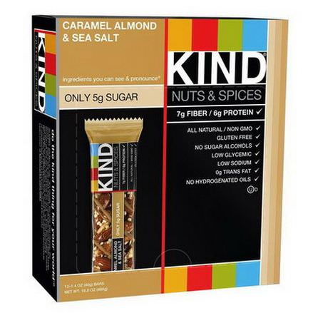 KIND Bars, Nuts&Spices, Caramel Almond&Sea Salt, 12 Bars 40g Each