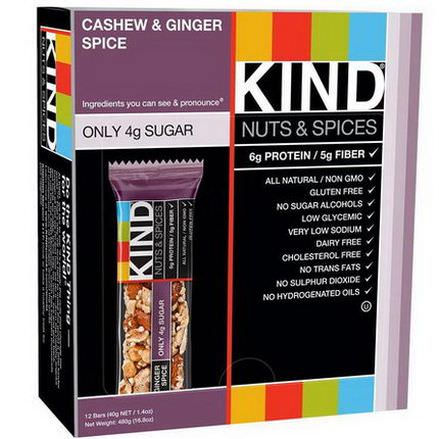 KIND Bars, Nuts&Spices, Cashew&Ginger Spice 40g Each