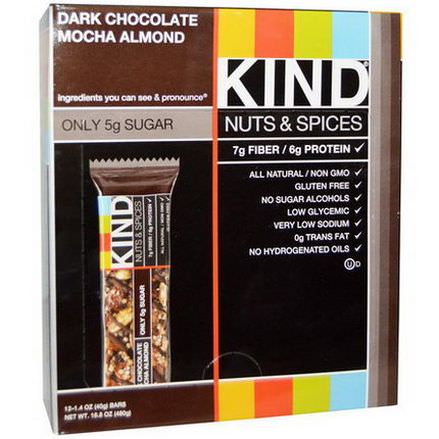 KIND Bars, Nuts&Spices, Dark Chocolate Mocha Almond, 12 Bars 40g Each