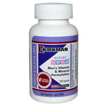 Kirkman Labs, Before Baby Men's Vitamin&Mineral Formulation, 120 Capsules