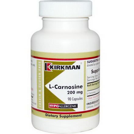 Kirkman Labs, L-Carnosine, 200mg, 90 Capsules