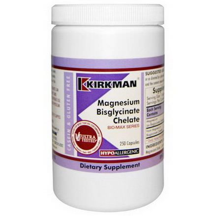Kirkman Labs, Magnesium Bisglycinate Chelate, Bio-Max Series, 250 Capsules
