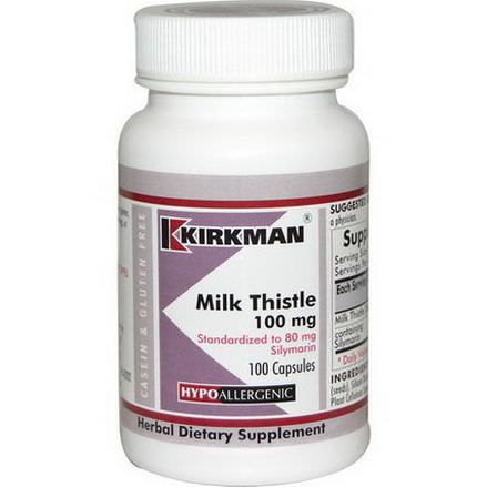Kirkman Labs, Milk Thistle, 100mg, 100 Capsules