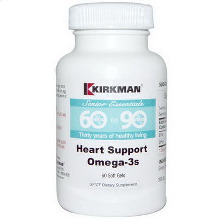 Kirkman Labs, Senior Essentials 60 to 90 Years, Heart Support Omega-3's, 60 Softgels